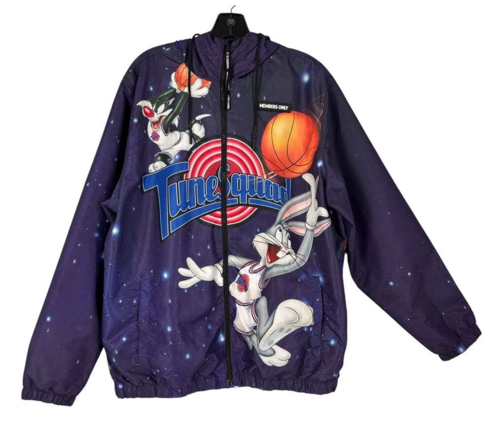 Vintage 90s Members Only Space Jam Tune Squad Bugs Bunny Windbreaker Jacket LG